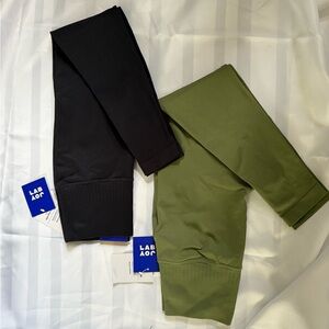 JoyLab Women’s Leggings Set of 2 - Black and Green - XS